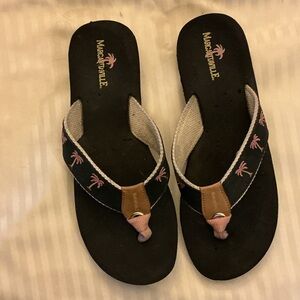 Margaritaville Black and Pink Flip-Flop Sandals